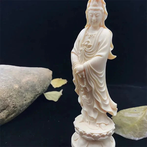 Statue Guanyin en Résine Blanche ou Dorée Déesse de la Compassion kaosix 4