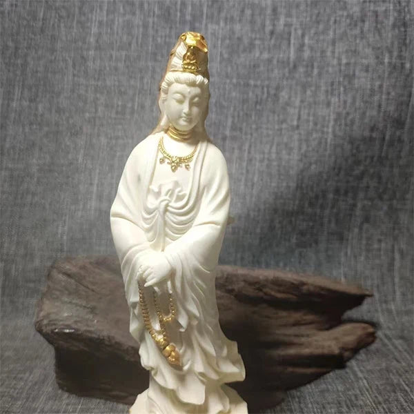 Statue Guanyin en Résine Blanche ou Dorée Déesse de la Compassion kaosix 7