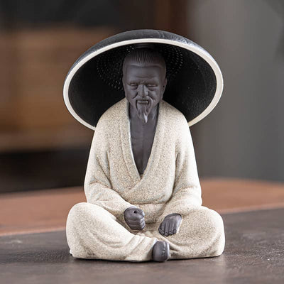 Statue Vieux Sage Chinois Beige vue de face Kaosix