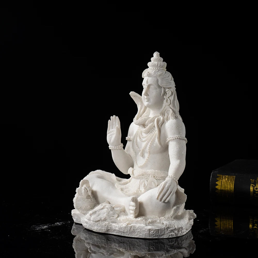 Statue Shiva Blanche en Résine Paix et Sérénité fond kaosix 2
