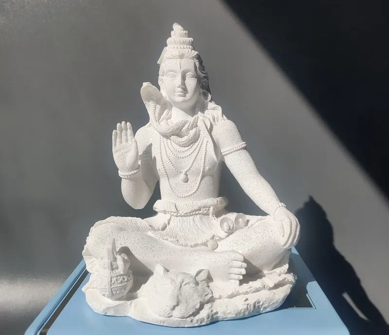 Statue Shiva Blanche en Résine Paix et Sérénité fond kaosix 4