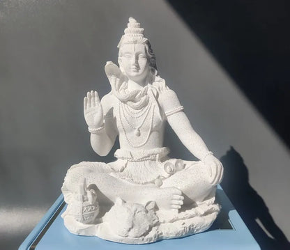 Statue Shiva Blanche en Résine Paix et Sérénité fond kaosix 4