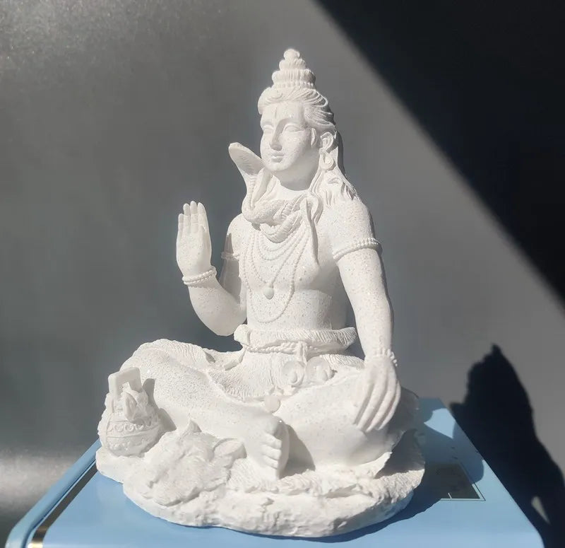 Statue Shiva Blanche en Résine Paix et Sérénité fond kaosix 5