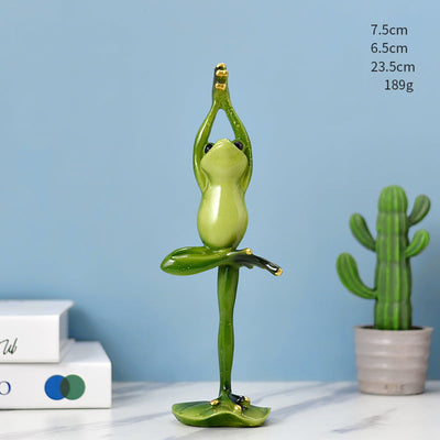 Statuette Grenouille Yoga Félicité Céleste sur fond bleu Kaosix