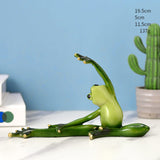Statuette Grenouille Yoga  Sérénité Épanouie sur fond bleu Kaosix