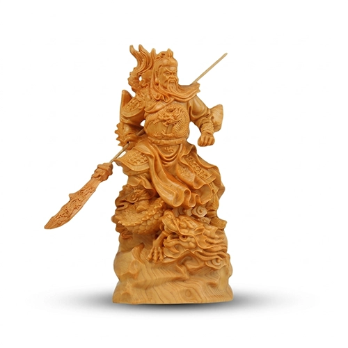 Statuette Guan Gong en Bois de Cyprès Naturel kaosix 1
