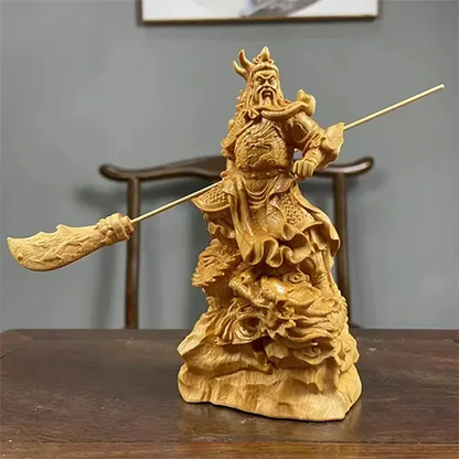 Statuette Guan Gong en Bois de Cyprès Naturel kaosix 2