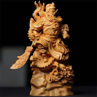 Statuette Guan Gong en Bois de Cyprès Naturel kaosix 5