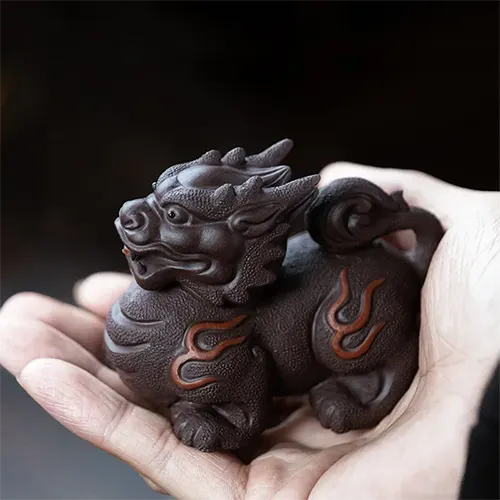 Statuette Pi Xiu Feng Shui en Argile Violette  kaosix 3