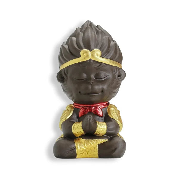 Statuette Sun Wukong Le Roi Singe Légendaire de la Mythologie Chinoise couleur noir sur fond blanc kaosix