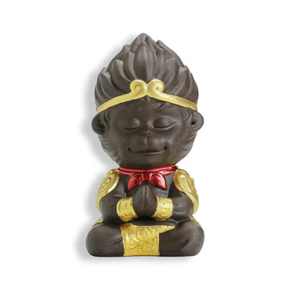 Statuette Sun Wukong Le Roi Singe Légendaire de la Mythologie Chinoise couleur noir sur fond blanc kaosix