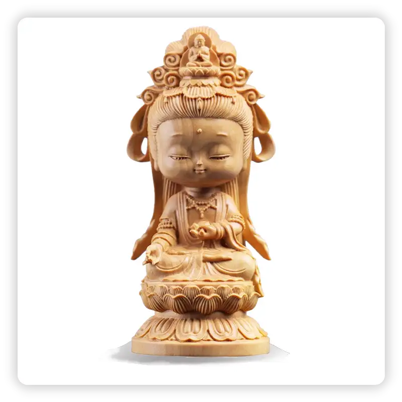 Statuette Guanyin en Bois - Déesse de la Compassion kaosix