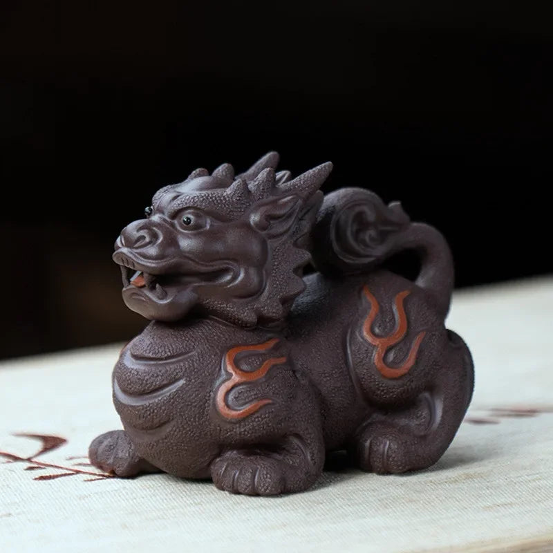 Statuette Pi Xiu Feng Shui en Argile Violette  kaosix 2