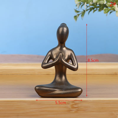 Statuettes Yoga Positions du Lotus Anjali Mudra sur plateau en bois Kaosix