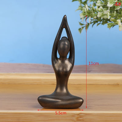 Statuettes Yoga Positions du Lotus Bras levés sur plateau en bois Kaosix