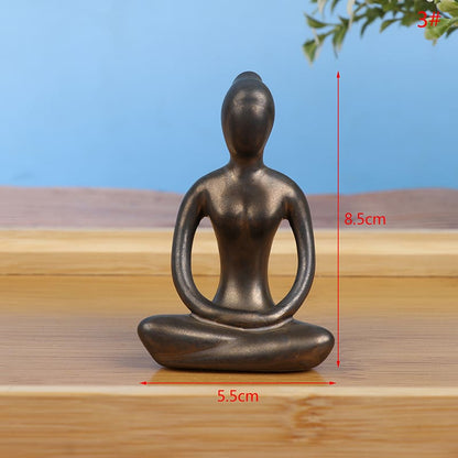 Statuettes Yoga Positions du Lotus Mains jointes  sur plateau en bois Kaosix