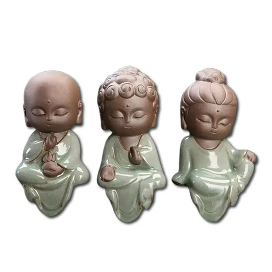 Statuettes moines bouddhistes prière kaosix