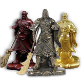 Trois Statues Guerrier Chinois Guan Yu sur fond blanc kaosix