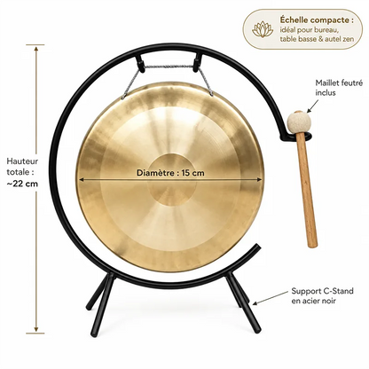 Wind Gong de Sonothérapie en Bronze sur Support C-Stand