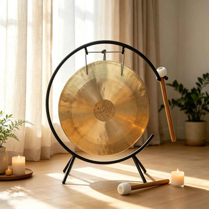 Wind Gong de Sonothérapie en Bronze sur Support C-Stand kaosix