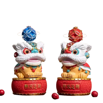 Statuettes Lions Gardiens Feng Shui en Résine & Tambour Kaosix 1
