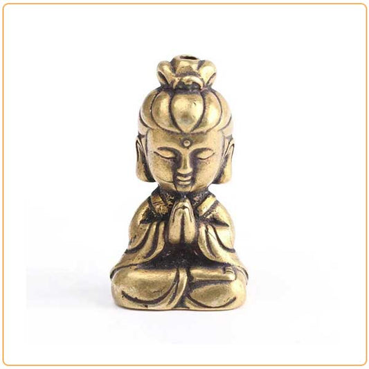 1 statuette Guanyin assis cuivre sur fond blanc Kaosix