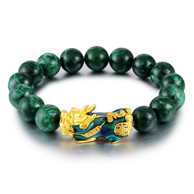 Bracelet Jade Pi Xiu Abondance sur un sol blanc Kaosix