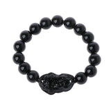 Bracelet Pi Xiu noir en obsidienne noire sur fond blanc Kaosix