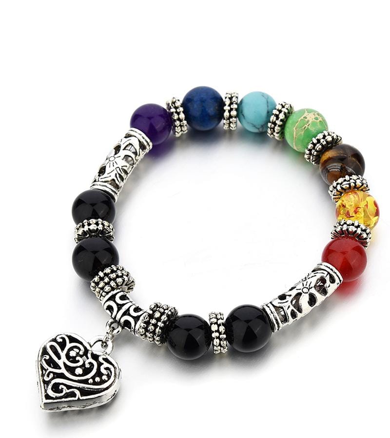 bracelet d'harmonisation des 7 chakras sur fond blanc vue de biais KAOSIX