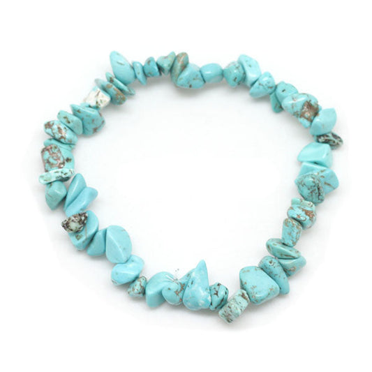 Bracelet baroque (chips) bleu turquoise sur fond blanc avec cadre orange Kaosix