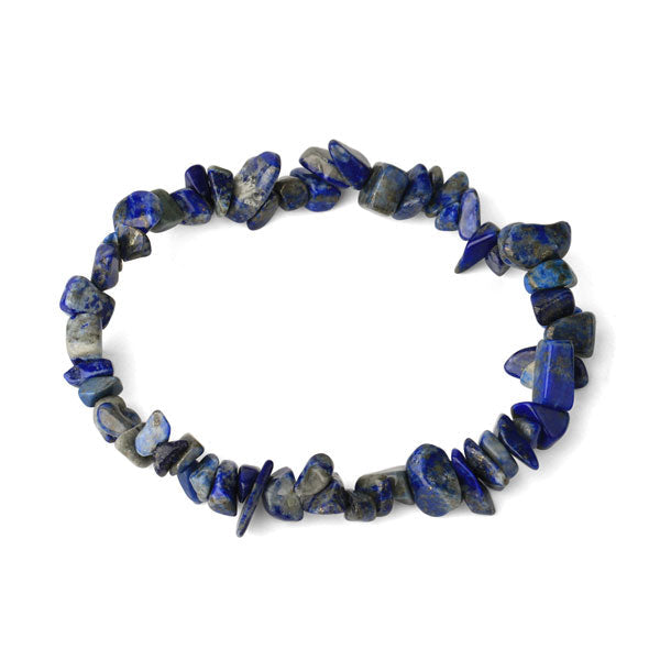 Bracelet baroque (chips) lapis-lazuli sur fond blanc avec cadre orange Kaosix