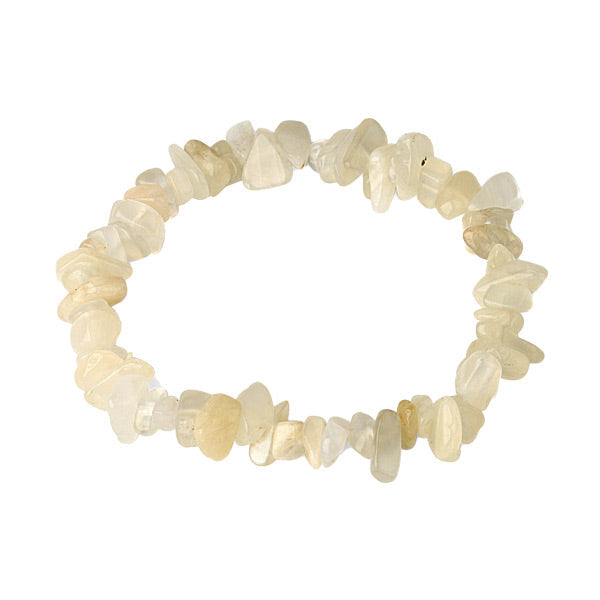 Bracelet baroque (chips) pierre de lune sur fond blanc avec cadre orange Kaosix