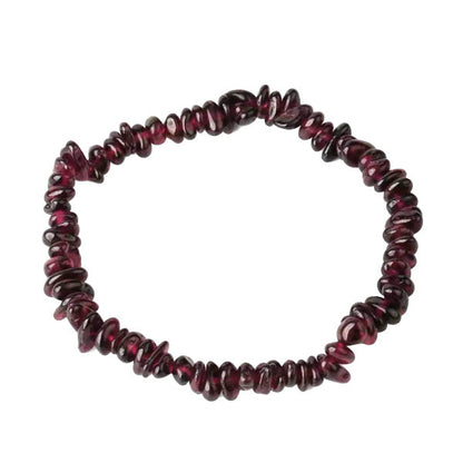 Bracelet baroque chips grenat rouge sur fond blanc avec cadre orange Kaosix