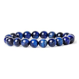 Bracelet confiance en œil de tigre bleu sur fond blanc avec cadre orange Kaosix