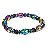 Bracelet en Hématite Arc-en-ciel sur fond blanc avec cadre orange Kaosix