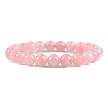 Bracelet en quartz rose "amour" (boule 8 mm)