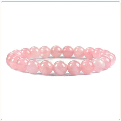 Bracelet en quartz rose "amour" (boule 8 mm)