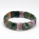 Bracelet pierres plates (plaquettes) agate indienne sur sol blanc Kaosix