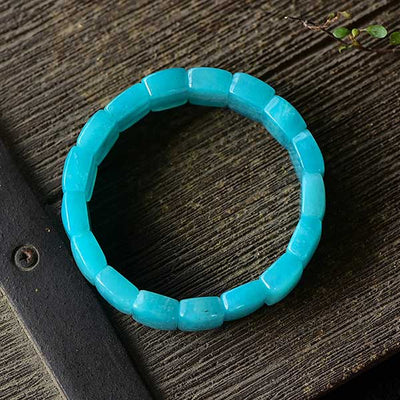 Bracelet pierres plates (plaquettes) aigue marine vue de dessus Kaosix