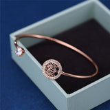 Bracelet plaqué or rose Arbre de Vie et Zircon Cubique posé dans une boite de velour Kaosix