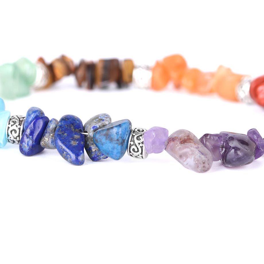 Bracelet reiki 7 chakras vue en gros plan sur les pierres Kaosix