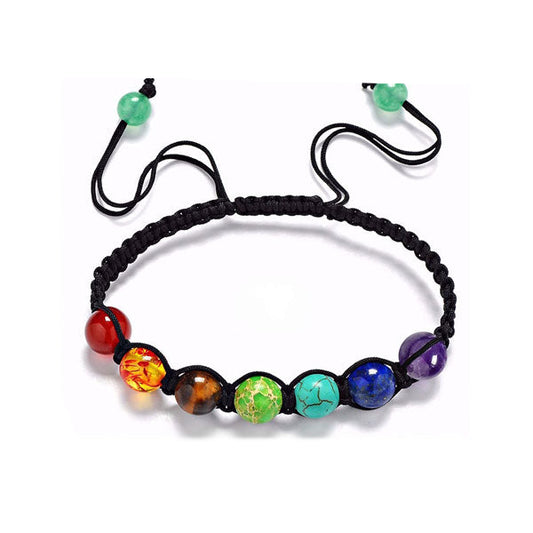 Bracelet shamballa 7 chakras sur fond blanc avec cadre orange Kaosix