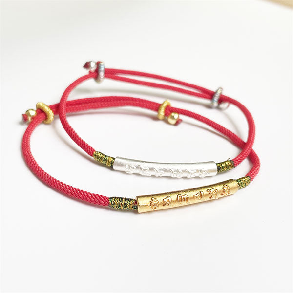 Bracelet Rouge Bouddhiste Tissé Main – Porte-bonheur Tibétain, énergie Positive, Réglable