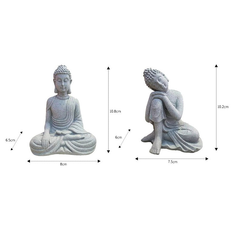 Dimensions Statue Bouddha assis appel  la terre et au repos sur fond blanc Kaosix