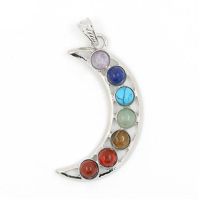 Pendentif 7 chakras symbole Lune sur fond blanc Kaosix