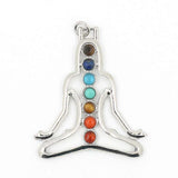 Pendentif 7 chakras symbole Personne sur fond blanc Kaosix