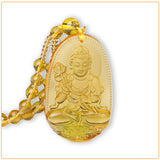 Pendentif Bouddha Bodhisattva en Citrine sur fond blanc avec cadre orange Kaosix
