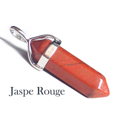 Pendentif Pierre Pointe Jaspe Rouge sur fond blanc Kaosix