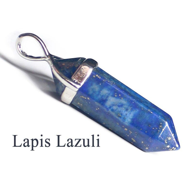Pendentif Pierre Pointe Lapis Lazuli sur fond blanc Kaosix