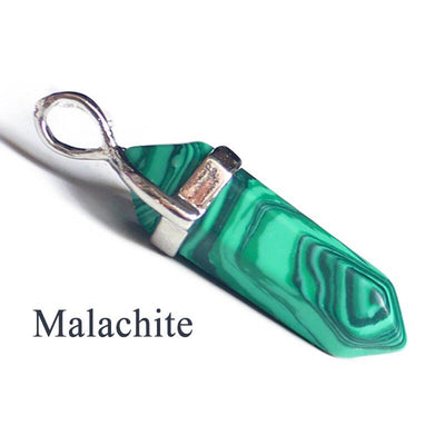 Pendentif Pierre Pointe Malachite sur fond blanc Kaosix